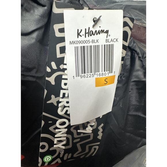 Keith Haring x Members Only Mens Reversible Black Print Puffer Jacket Size S Y2K - Picture 10 of 10